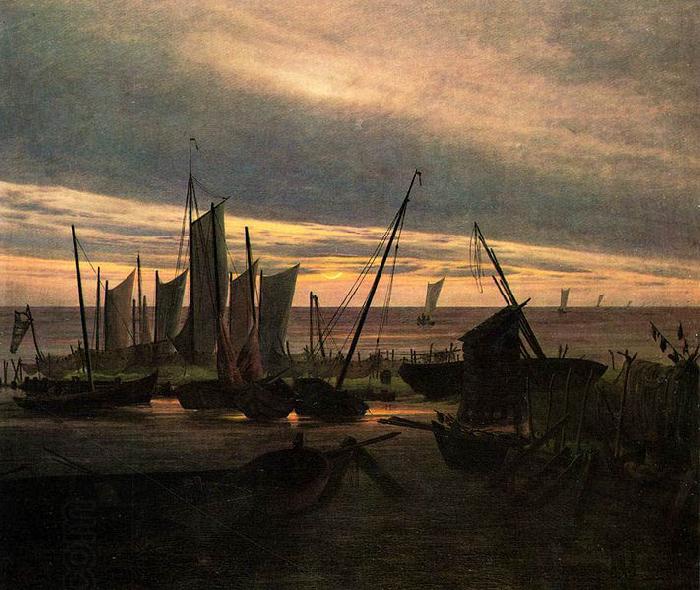 Caspar David Friedrich Schiffe im Hafen am Abend (Nach Sonnenuntergang) China oil painting art